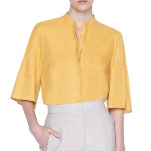 Akris Punto Yellow Mandarin Collar Blouse